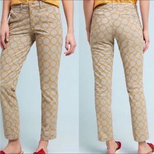Anthropologie Relaxed Circle-Embroidered Chino Pants Sz 25